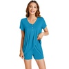 image:imageWiWi Pajamas for Women Short Sleeve Top with Shorts Viscose from Bamboo Pajama Set Cooling Sleepwear SXXLBteal Blue