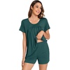 image:imageWiWi Pajamas for Women Short Sleeve Top with Shorts Viscose from Bamboo Pajama Set Cooling Sleepwear SXXLCforest Green