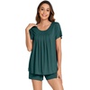 image:imageWiWi Pajamas for Women Short Sleeve Top with Shorts Viscose from Bamboo Pajama Set Cooling Sleepwear SXXLCforest Green