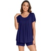 image:imageWiWi Pajamas for Women Short Sleeve Top with Shorts Viscose from Bamboo Pajama Set Cooling Sleepwear SXXLCnavy