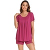 image:imageWiWi Pajamas for Women Short Sleeve Top with Shorts Viscose from Bamboo Pajama Set Cooling Sleepwear SXXLCraspberry Wine