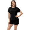 image:imageWiWi Pajamas for Women Short Sleeve Top with Shorts Viscose from Bamboo Pajama Set Cooling Sleepwear SXXLDblack