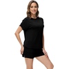 image:imageWiWi Pajamas for Women Short Sleeve Top with Shorts Viscose from Bamboo Pajama Set Cooling Sleepwear SXXLDblack