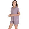 image:imageWiWi Pajamas for Women Short Sleeve Top with Shorts Viscose from Bamboo Pajama Set Cooling Sleepwear SXXLDdeauville Mauve