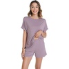 image:imageWiWi Pajamas for Women Short Sleeve Top with Shorts Viscose from Bamboo Pajama Set Cooling Sleepwear SXXLDdeauville Mauve