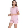 image:imageWiWi Pajamas for Women Short Sleeve Top with Shorts Viscose from Bamboo Pajama Set Cooling Sleepwear SXXLDpink