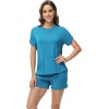 image:imageWiWi Pajamas for Women Short Sleeve Top with Shorts Viscose from Bamboo Pajama Set Cooling Sleepwear SXXLDteal Blue