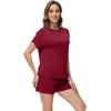 image:imageWiWi Pajamas for Women Short Sleeve Top with Shorts Viscose from Bamboo Pajama Set Cooling Sleepwear SXXLDwine