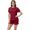 image:imageWiWi Pajamas for Women Short Sleeve Top with Shorts Viscose from Bamboo Pajama Set Cooling Sleepwear SXXLDwine