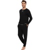 image:imageWiWi Soft Mens Pajama Sets French Terry Sleepwear Cooling Long Sleeve Top and Pants Pjs with Pockets Drawstring SXXLBblack