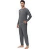 image:imageWiWi Soft Mens Pajama Sets French Terry Sleepwear Cooling Long Sleeve Top and Pants Pjs with Pockets Drawstring SXXLBdark Heather Grey