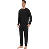 image:imageWiWi Soft Mens Pajama Sets French Terry Sleepwear Cooling Long Sleeve Top and Pants Pjs with Pockets Drawstring SXXLBlack