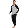 image:imageWiWi Soft Mens Pajama Sets French Terry Sleepwear Cooling Long Sleeve Top and Pants Pjs with Pockets Drawstring SXXLBlight Heather GreyBlack