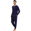 image:imageWiWi Soft Mens Pajama Sets French Terry Sleepwear Cooling Long Sleeve Top and Pants Pjs with Pockets Drawstring SXXLBnavy