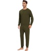 image:imageWiWi Soft Mens Pajama Sets French Terry Sleepwear Cooling Long Sleeve Top and Pants Pjs with Pockets Drawstring SXXLDark Army