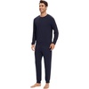 image:imageWiWi Soft Mens Pajama Sets French Terry Sleepwear Cooling Long Sleeve Top and Pants Pjs with Pockets Drawstring SXXLNautical Blue