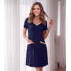 image:imageWiWi Soft Nightgown for Women Short Sleeve Sleep Shirts Plus Size Ladies Sleepwear Pajamas S4XNavy