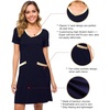 image:imageWiWi Soft Nightgown for Women Short Sleeve Sleep Shirts Plus Size Ladies Sleepwear Pajamas S4XNavy