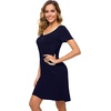 image:imageWiWi Soft Nightgown for Women Short Sleeve Sleep Shirts Plus Size Ladies Sleepwear Pajamas S4XNavy