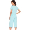 image:imageWiWi Soft Viscose from Bamboo Pajamas for Women Short Sleeve Pajama Sets with Capri Pants Pjs Comfy Loungewear SXXLAaqua