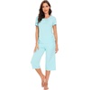 image:imageWiWi Soft Viscose from Bamboo Pajamas for Women Short Sleeve Pajama Sets with Capri Pants Pjs Comfy Loungewear SXXLAaqua