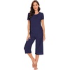 image:imageWiWi Soft Viscose from Bamboo Pajamas for Women Short Sleeve Pajama Sets with Capri Pants Pjs Comfy Loungewear SXXLAnavy