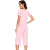 image:imageWiWi Soft Viscose from Bamboo Pajamas for Women Short Sleeve Pajama Sets with Capri Pants Pjs Comfy Loungewear SXXLApink