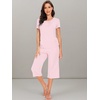 image:imageWiWi Soft Viscose from Bamboo Pajamas for Women Short Sleeve Pajama Sets with Capri Pants Pjs Comfy Loungewear SXXLApink