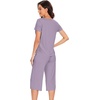 image:imageWiWi Soft Viscose from Bamboo Pajamas for Women Short Sleeve Pajama Sets with Capri Pants Pjs Comfy Loungewear SXXLAviolet