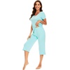 image:imageWiWi Soft Viscose from Bamboo Pajamas for Women Short Sleeve Pajama Sets with Capri Pants Pjs Comfy Loungewear SXXLBaqua
