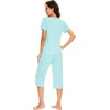 image:imageWiWi Soft Viscose from Bamboo Pajamas for Women Short Sleeve Pajama Sets with Capri Pants Pjs Comfy Loungewear SXXLBaqua