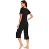 image:imageWiWi Soft Viscose from Bamboo Pajamas for Women Short Sleeve Pajama Sets with Capri Pants Pjs Comfy Loungewear SXXLBblack