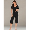 image:imageWiWi Soft Viscose from Bamboo Pajamas for Women Short Sleeve Pajama Sets with Capri Pants Pjs Comfy Loungewear SXXLBblack