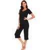 image:imageWiWi Soft Viscose from Bamboo Pajamas for Women Short Sleeve Pajama Sets with Capri Pants Pjs Comfy Loungewear SXXLBblack