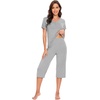 image:imageWiWi Soft Viscose from Bamboo Pajamas for Women Short Sleeve Pajama Sets with Capri Pants Pjs Comfy Loungewear SXXLBheather Grey