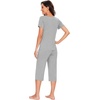 image:imageWiWi Soft Viscose from Bamboo Pajamas for Women Short Sleeve Pajama Sets with Capri Pants Pjs Comfy Loungewear SXXLBheather Grey