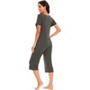 image:imageWiWi Soft Viscose from Bamboo Pajamas for Women Short Sleeve Pajama Sets with Capri Pants Pjs Comfy Loungewear SXXLBiron Grey