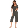 image:imageWiWi Soft Viscose from Bamboo Pajamas for Women Short Sleeve Pajama Sets with Capri Pants Pjs Comfy Loungewear SXXLBiron Grey