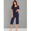 image:imageWiWi Soft Viscose from Bamboo Pajamas for Women Short Sleeve Pajama Sets with Capri Pants Pjs Comfy Loungewear SXXLBnavy