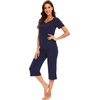 image:imageWiWi Soft Viscose from Bamboo Pajamas for Women Short Sleeve Pajama Sets with Capri Pants Pjs Comfy Loungewear SXXLBnavy