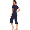 image:imageWiWi Soft Viscose from Bamboo Pajamas for Women Short Sleeve Pajama Sets with Capri Pants Pjs Comfy Loungewear SXXLBnavy