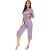 image:imageWiWi Soft Viscose from Bamboo Pajamas for Women Short Sleeve Pajama Sets with Capri Pants Pjs Comfy Loungewear SXXLBviolet