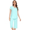 image:imageWiWi Soft Viscose from Bamboo Pajamas for Women Short Sleeve Pajama Sets with Capri Pants Pjs Comfy Loungewear SXXLCaqua