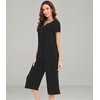 image:imageWiWi Soft Viscose from Bamboo Pajamas for Women Short Sleeve Pajama Sets with Capri Pants Pjs Comfy Loungewear SXXLCblack