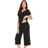 image:imageWiWi Soft Viscose from Bamboo Pajamas for Women Short Sleeve Pajama Sets with Capri Pants Pjs Comfy Loungewear SXXLCblack