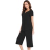 image:imageWiWi Soft Viscose from Bamboo Pajamas for Women Short Sleeve Pajama Sets with Capri Pants Pjs Comfy Loungewear SXXLCblack