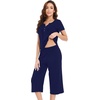 image:imageWiWi Soft Viscose from Bamboo Pajamas for Women Short Sleeve Pajama Sets with Capri Pants Pjs Comfy Loungewear SXXLCnavy