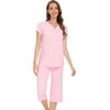 image:imageWiWi Soft Viscose from Bamboo Pajamas for Women Short Sleeve Pajama Sets with Capri Pants Pjs Comfy Loungewear SXXLCpink