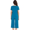 image:imageWiWi Soft Viscose from Bamboo Pajamas for Women Short Sleeve Pajama Sets with Capri Pants Pjs Comfy Loungewear SXXLCteal Blue