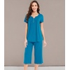image:imageWiWi Soft Viscose from Bamboo Pajamas for Women Short Sleeve Pajama Sets with Capri Pants Pjs Comfy Loungewear SXXLCteal Blue
